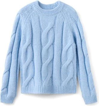 Mango Cable Crewneck Sweater in Sky Blue at Nordstrom, Size X-Small