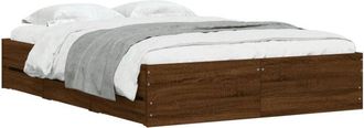 vidaXL Bed Frame with Drawers without Mattress Brown Oak 120x190 cm Small Double Vidaxl