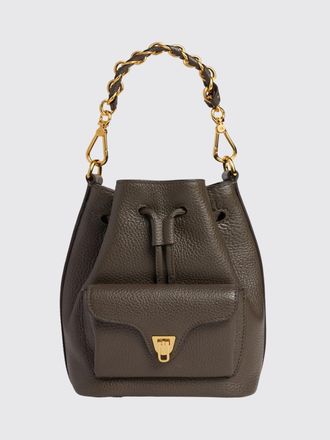 Coccinelle Beat Generation Leather Mini Bucket Bag with Woven Handle
