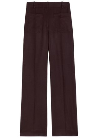 Victoria Beckham Alina Flared-leg Wool Trousers - Bordeaux - 10 (UK10 / S)