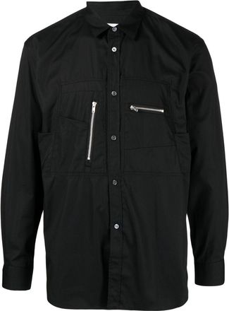 Comme Des Gar&ccedil;ons button-down zip-detail shirt - men - Cotton - M - Black