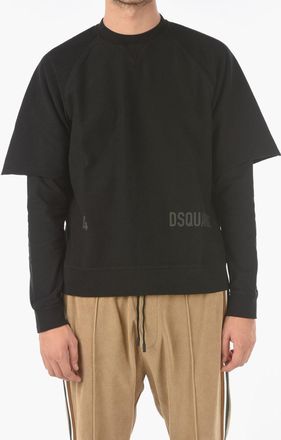 Dsquared2 Mens Cool Fit Double Layer Logo Sweatshirt Black Clothing > Knitwear