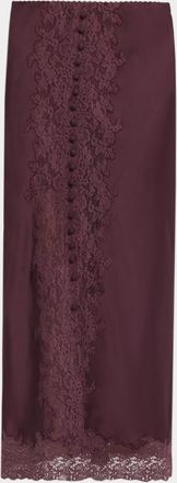 LoveShackFancy Tirelle Lace-Trim Satin Midi Skirt