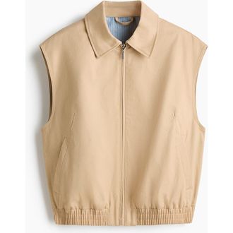 H&M Collared Cotton Gilet in Beige at Nordstrom, Size Xx-Large