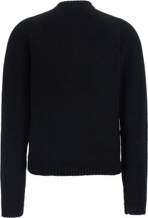 Toteme Womens Cardigan Crew Neck Black Cotton Tops Top