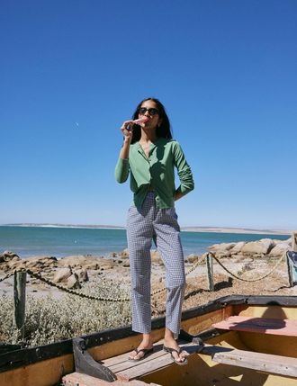 Nobody's Child Blue Gingham Cigarette Trousers