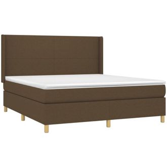 vidaXL Cama Box Spring Con Colch&oacute;n Tela Marr&oacute;n Oscuro 160x200 Cm Vidaxl