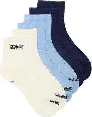 adidas Originals Unfair 3-Pack Quarter Socks in Ash Blue/Night Indigo/White at Nordstrom Rack, Size Large