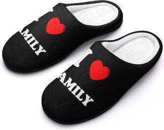 Generic I Love My Family Funny Mens Slippers Cotton Warm House Shoes Memory Foam Sandals Print Size 7-14