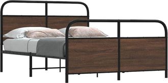 vidaXL Estructura De Cama Sin Colch&oacute;n Metal Marr&oacute;n Roble 137x190 Cm Vidaxl
