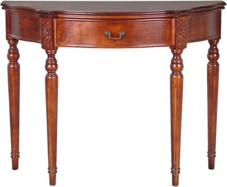 International Caravan Inc Carved Wood Half Moon Table