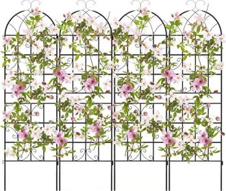 Costway Costway - Set De 4 Enrejado De Jard&iacute;n De Metal, 180x50cm, Enrejado Decorativo Exterior Para Plantas Trepadoras, Flores, Verduras, Valla Inoxidable Par