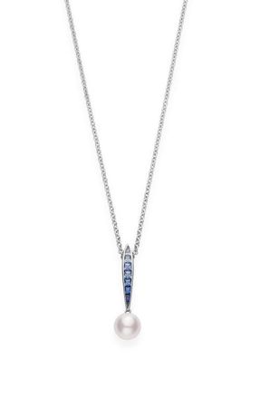 Mikimoto Ocean Sapphire & Pearl Pendant Necklace in White Gold at Nordstrom, Size 18 In
