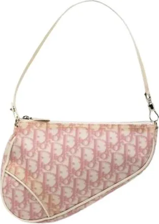 Dior Pre-owned Shoulder Bags, female, Pink, Size: ONE SIZE Pre-owned Saddle Trotter PVC Leather Handbag