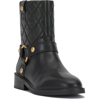 Vince Camuto Amais Quilted Moto Boot in Black at Nordstrom Rack, Size 5.5 Regular Calf