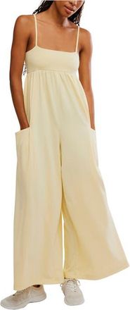 Free People FP Movement Hot Shot Strappy Stretch Cotton Jumpsuit in Sunlit Yellow at Nordstrom, Size X-Small