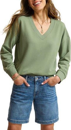 Tommy Bahama Marina del Mar Cotton V-Neck Sweatshirt in Dusty Sage at Nordstrom, Size X-Small