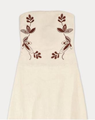 Fortela Anouk Embroidered Linen Dress in White at Nordstrom, Size 36 Eu