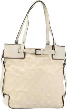 Gucci Pre-owned Tote Bags, female, Beige, Size: ONE SIZE Pre-owned Canvas Tote Bag