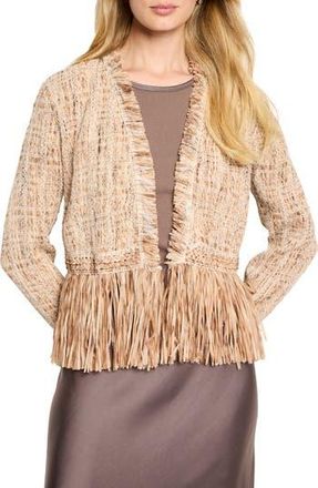 Nic+Zoe Cork Fringe Knit Jacket in Neutral Multi at Nordstrom Rack, Size Medium P