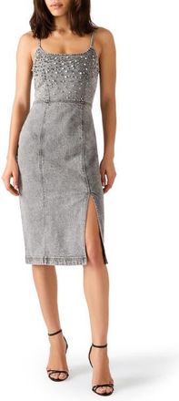 Steve Madden Giselle Rhinestone Detail Denim Dress in Astor Wash at Nordstrom, Size 10