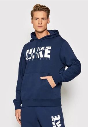 Nike Heren Sportswear Fleece Hoodie in Navy