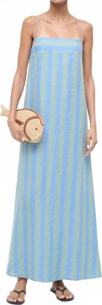 Staud Laura Linen Dress In Seaport Stripe