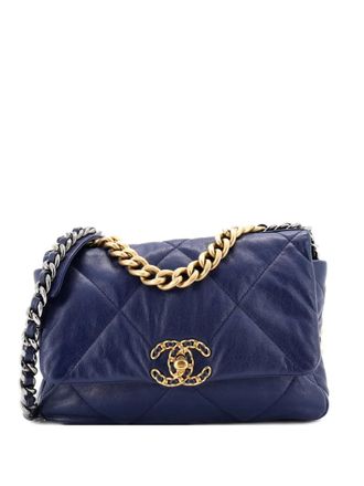 Chanel 19 Flap Bag Quilted Leather Medium crossbody bag - Blu