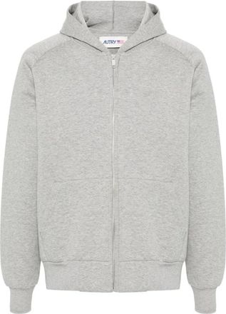 Autry Heather Grey Zip-Through Hoodie - Heren - Vesten met rits - Grijs - L - Katoen - Hoodies & sweatvesten