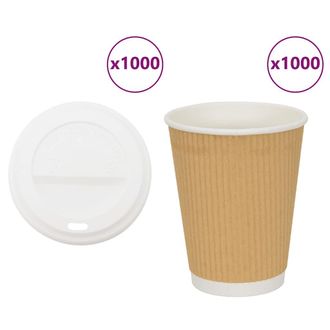 vidaXL Vasos De Caf&eacute; De Papel Con Tapa 1000 Uds 16oz 400ml