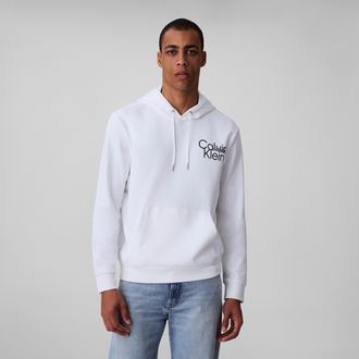 Calvin Klein Hoodie CALVIN KLEIN 400GSM TRRY SPRTSWR, Herren, Gr. XXL, weiss (hellwei&szlig;), Sweatware, Obermaterial: 90% Baumwolle, 10% Polyester, unifarben, B&uuml;ndchen