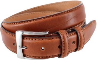 Trafalgar Store Vincenzo 35mm Italian Leather Contrast Stitch Casual Dress Belt in Congnac at Nordstrom, Size 32