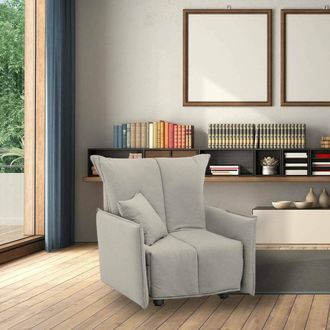 Dmora Sofa Cama Dabari, Sof&aacute; Individual, 100% Made In Italy, Sill&oacute;n De Sal&oacute;n Con Apertura Trolley, En Tela Acolchada, Con Reposabrazos Est&aacute;ndar, Cm 110x90h8