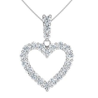 Pompeii3 2Ct TW Natural Diamond Heart Dangle Pendant 14k White Gold Necklace 18