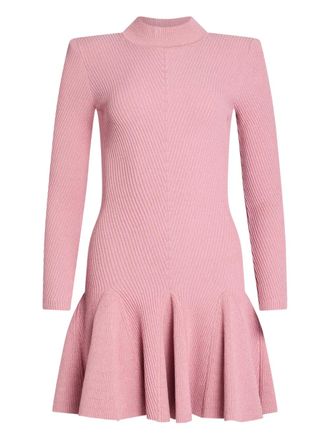 Retrof&ecirc;te Sydonie knitted ruffled-hem mini dress - Pink