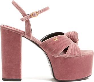 Valentino Garavani Crasher velvet platform sandals - women - Calf Leather/Goat Skin/Velvet - 37.5 - Pink