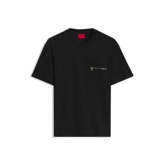 HUGO BOSS Relaxed-fit T-shirt in cotton with zippered chest pocket
