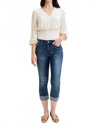 Judy Blue Melanie Cuffed Capri Jeans In Dark Wash