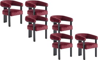 Pascal Morabito Conjunto de 6 sillas con reposabrazos en tela texturizada y madera de hevea negra - Burdeos - LIVELIA de Pascal Morabito