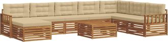 vidaXL Conjunto De Sof&aacute;s De Exterior 9 Uds. Natural Y Beige Vidaxl