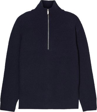 Closed Maglione in lana con zip corta - - Knitwear - Uomo - Blu - S