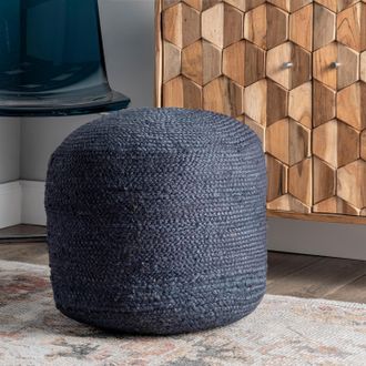 nuLOOM Bristol Braided Solid Jute Filled Ottoman Pouf