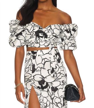 Ronny Kobo Zano Top In Floral Noir Print