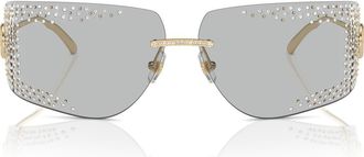 Jimmy Choo London 78mm Oversize Pillow Sunglasses in Pale Gold /Light Grey at Nordstrom