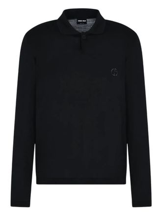 Giorgio Armani long-sleeved polo sweater - men - Wool - 48 - Black