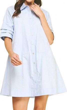 Pinch Design Knee Length Dress In Light Blue
