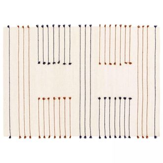 Oviala Alfombra de lana tejida a mano con borlas 160 x 230 cm