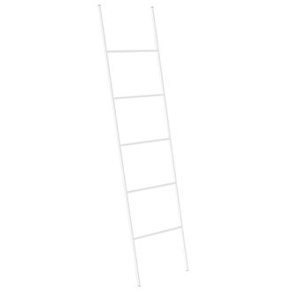 Beliani Toallero De Hierro Blanco Mate 5 Rieles Accesorio De Ba&ntilde;o Estante De Almacenamiento De Toallas De Pie Escalera Dise&ntilde;o Moderno Aribibi