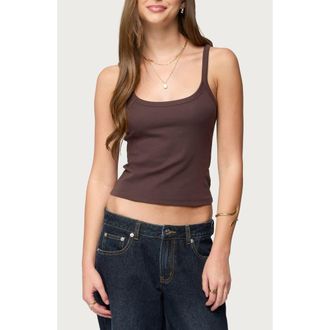 Edikted Basic Babe Crop Tank Top in Brown at Nordstrom, Size X-Small