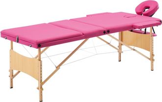vidaXL Camilla De Masaje Plegable De 3 Secciones En Madera Rosa 020001838